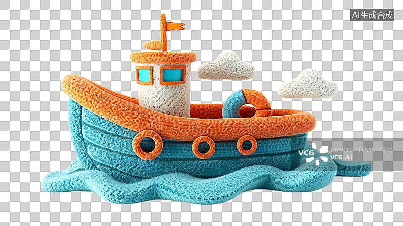 【AI数字艺术】卡通小船的奇幻航行图片素材