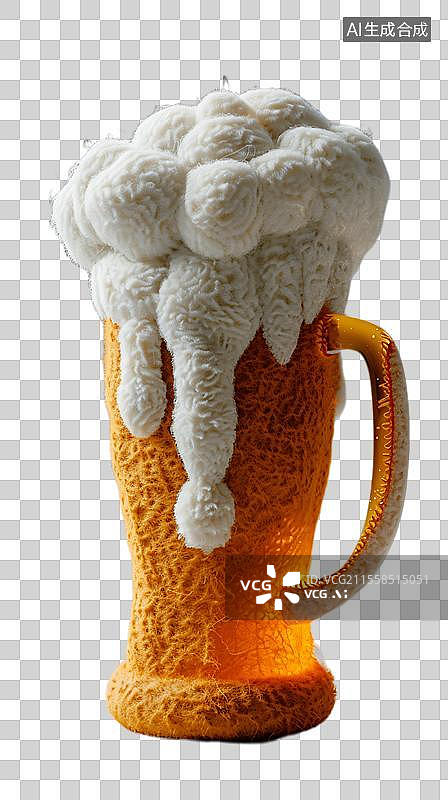 【AI数字艺术】泡沫丰富的冰爽啤酒 一杯诱人的金黄色啤酒图片素材