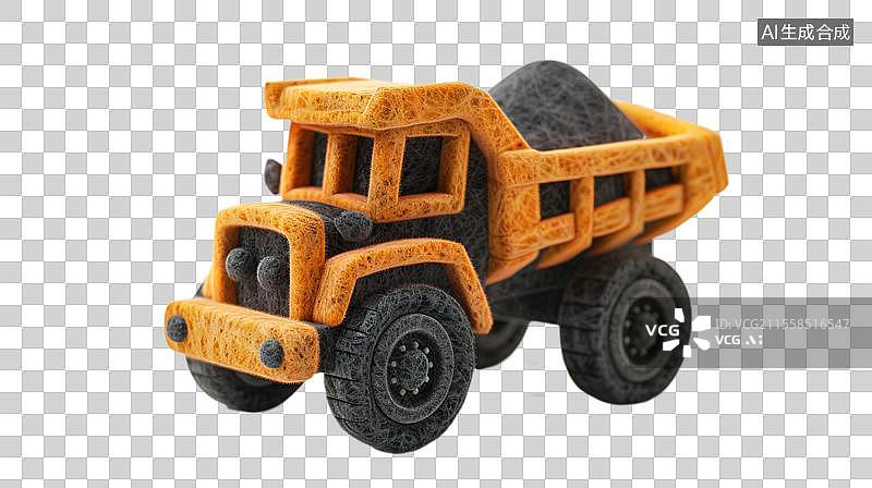 【AI数字艺术】卡通工程车玩具  黄色矿车图片素材
