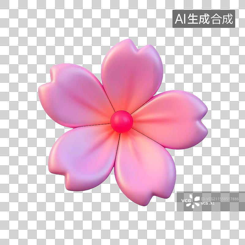 【AI数字艺术】出台3D粘土风格一朵樱花免抠元素图片素材