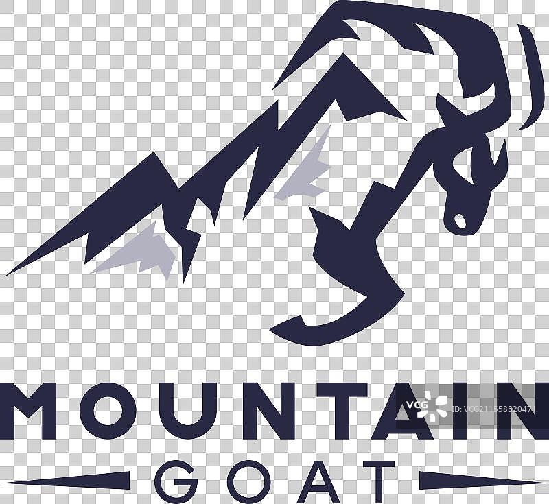 山羊与山脉结合的标志设计图片素材