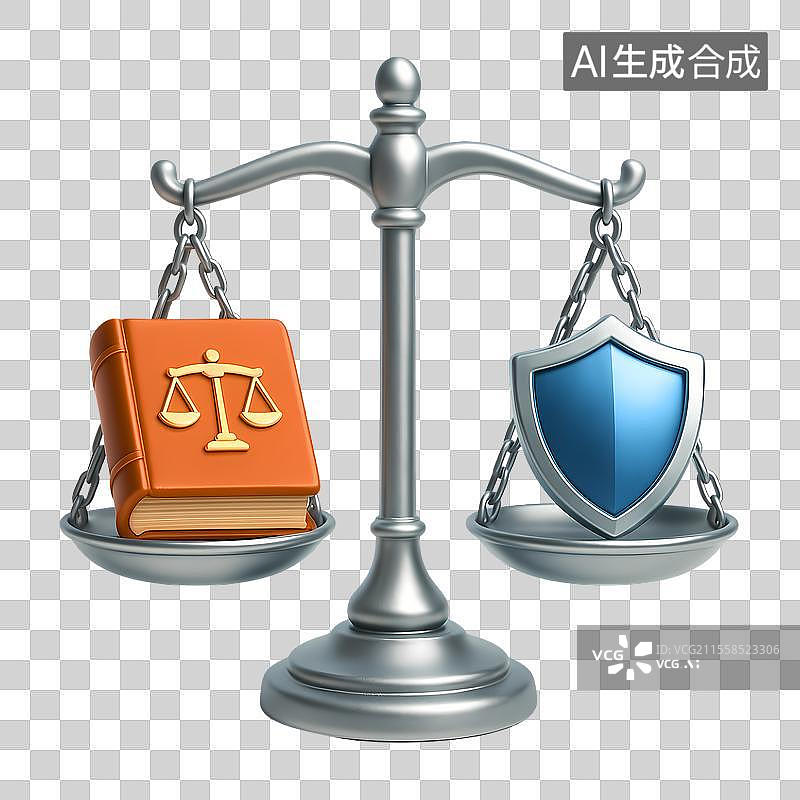 【AI数字艺术】法律与安全的平衡象征3D图标图片素材