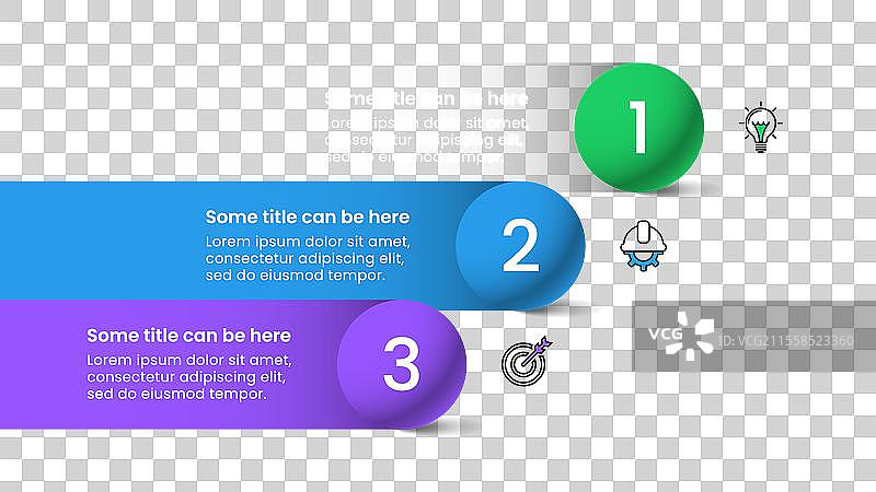 信息图模板 3 个横幅，带有文本和图片素材