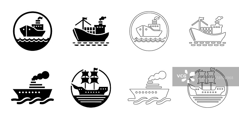 船只图标集图片素材