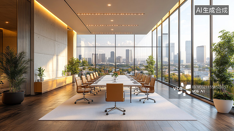 【AI数字艺术】高级写字楼会议室图片素材