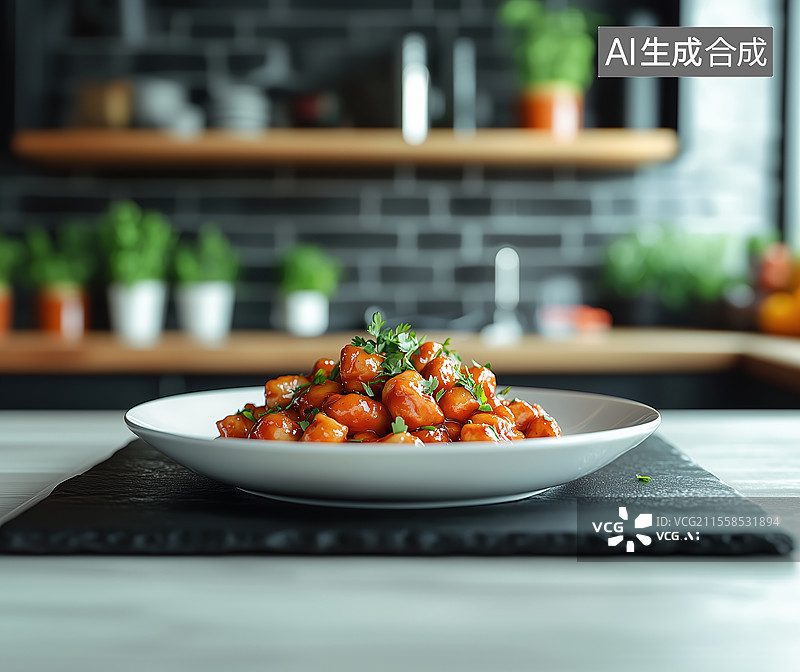 【AI数字艺术】菠萝咕咾肉特写图片素材