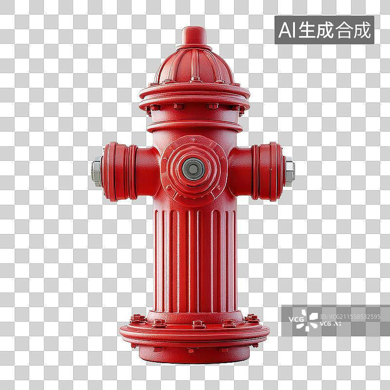 【AI数字艺术】3D渲染免扣图元素红色消防栓图片素材