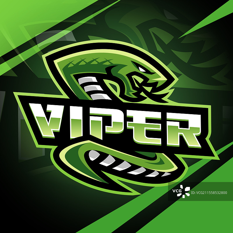 绿色毒蛇电子竞技吉祥物标志设计图片素材