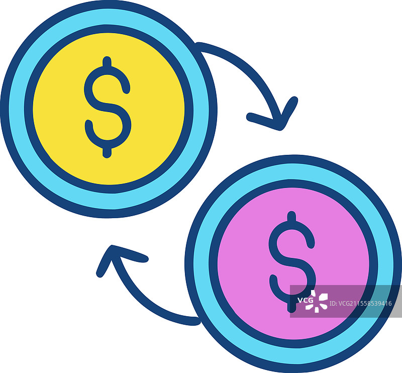货币兑换图标，包含美元和欧元图片素材