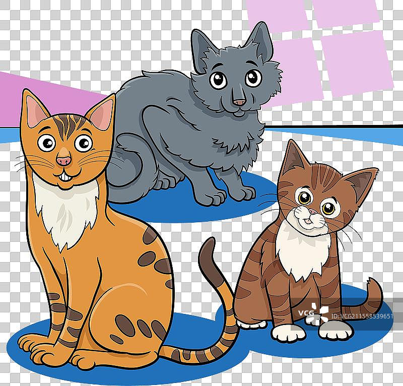 家里的卡通猫咪动物角色图片素材