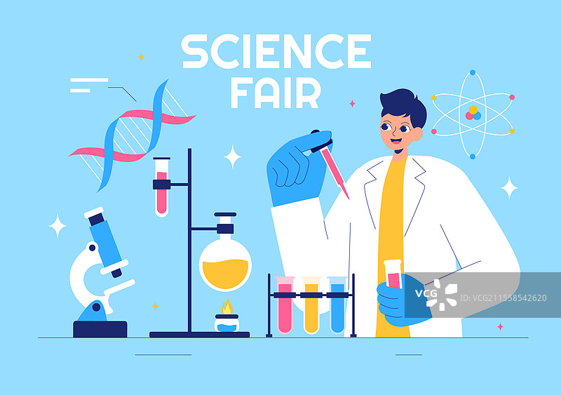 科学博览会，化学家正在进行实验图片素材