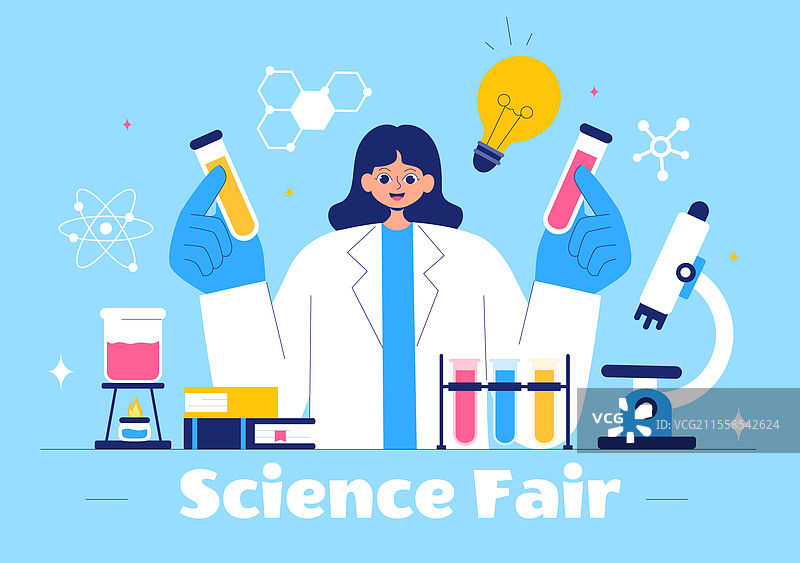 科学博览会，化学家正在进行实验图片素材