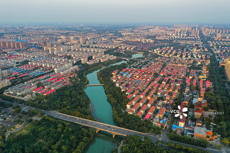 穿城而过的南阳河+山东省潍坊市青州市南阳河景区图片素材