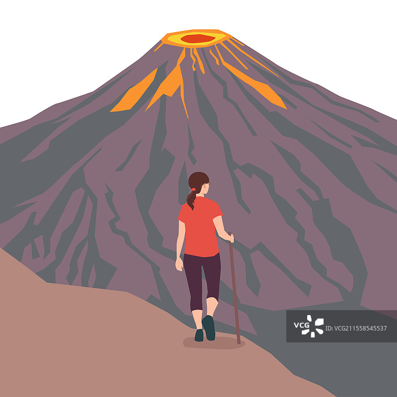 女性徒步旅行者站在崎岖的边缘上图片素材