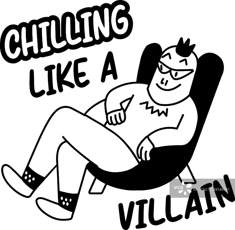 一个角色在椅子上放松，图形风格的简笔画图片素材