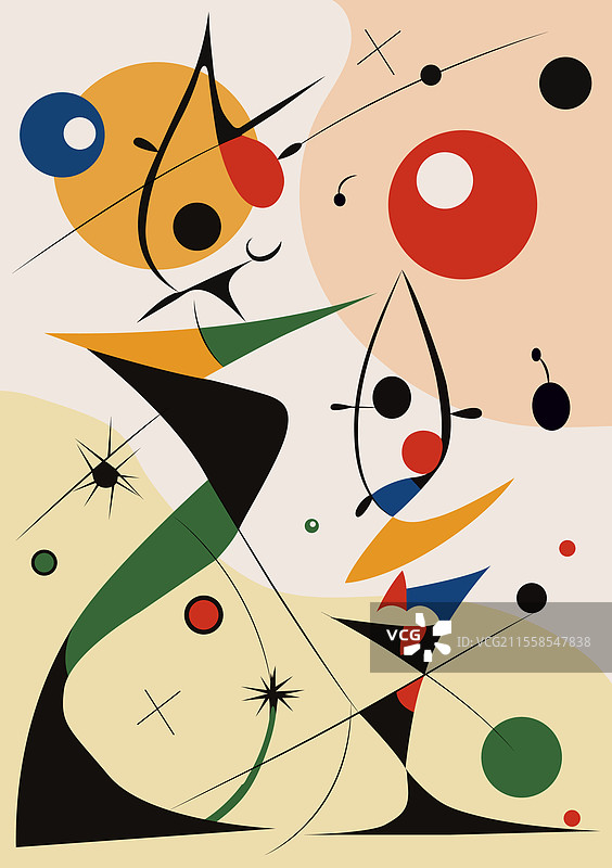 超现实主义艺术，风格类似于胡安·米罗图片素材