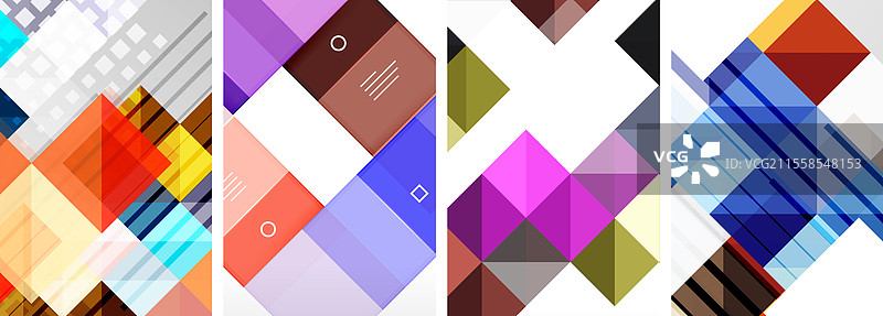 一套多彩的方形海报商业模板图片素材