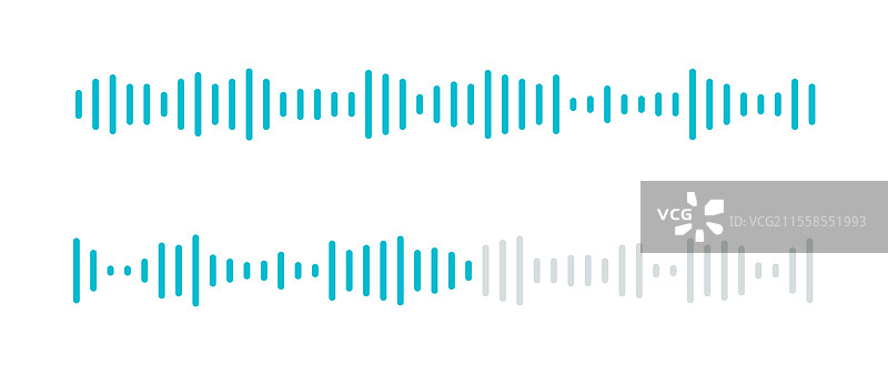 蓝色和灰色的极简音频波形设计图片素材