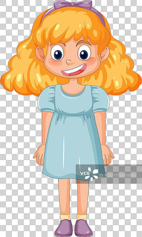 微笑的年轻女孩卡通画图片素材