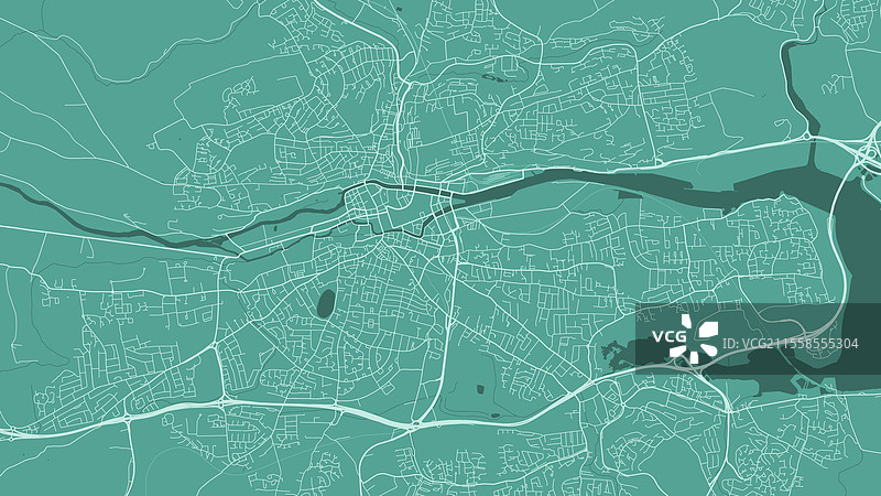 爱尔兰城市的绿色软木地图街道图图片素材