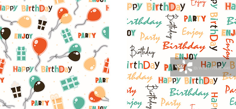 生日无缝图案字母组合二套图片素材