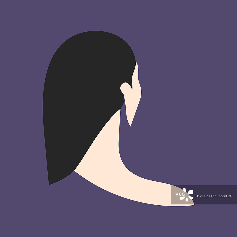 棕发女性背影极简肖像图片素材