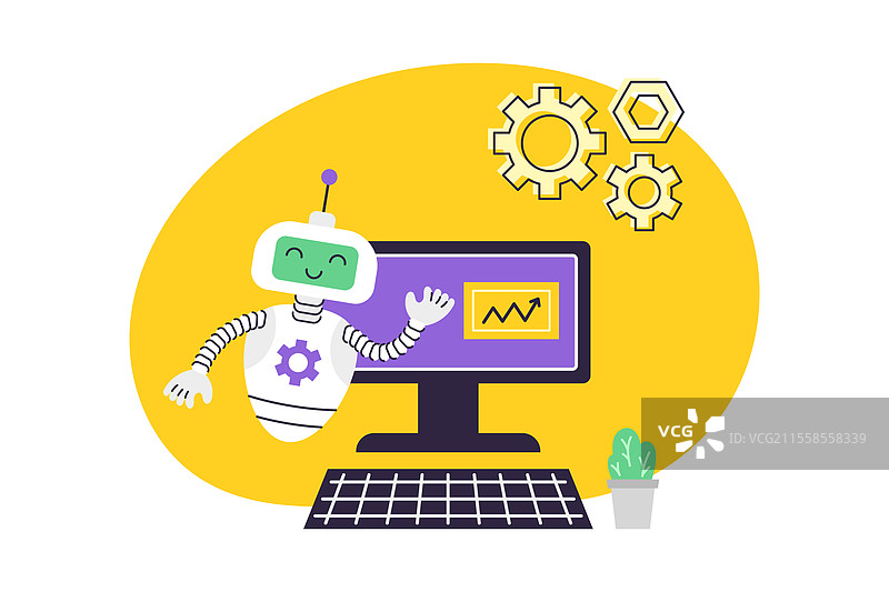 人工智能机器人助手指向计算机人工智能图片素材