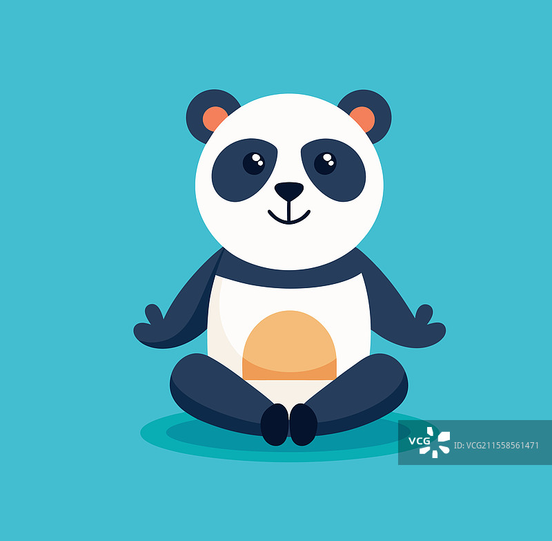 平面熊猫冥想瑜伽快乐面孔图片素材