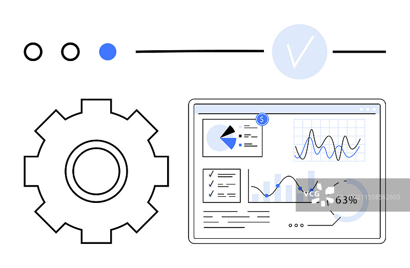 数据分析仪表板与齿轮进度图片素材