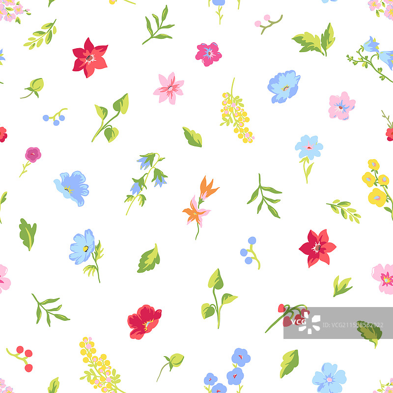 可爱的手绘彩色花朵，呈现无缝效果图片素材