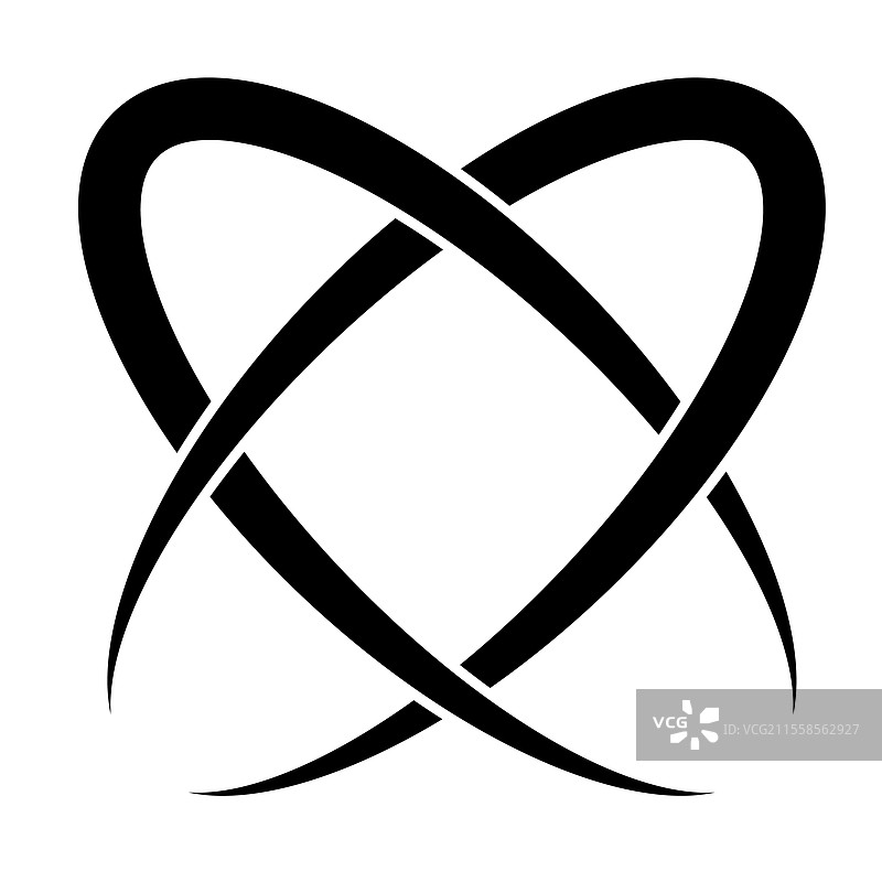 原子线条图标，两个交织的椭圆图片素材