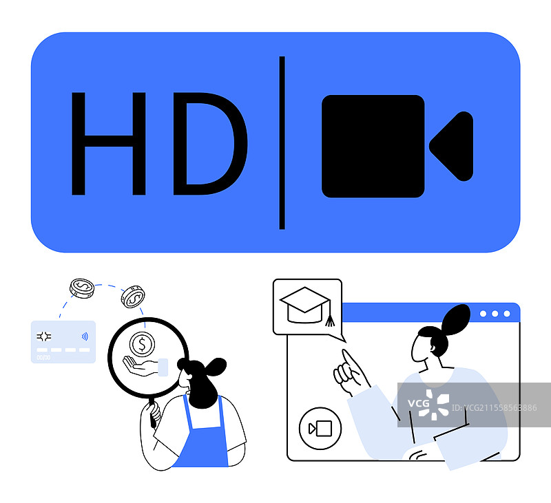 带有金融和教育元素的高清晰度视频图标图片素材