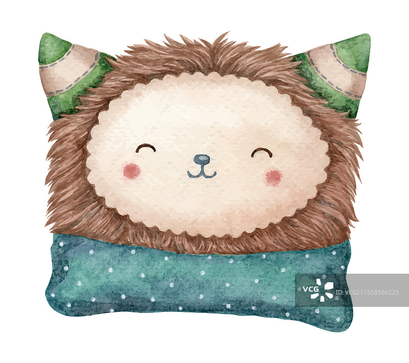 可爱的毛绒枕头卡哇伊玩具，带角的小宝宝图片素材