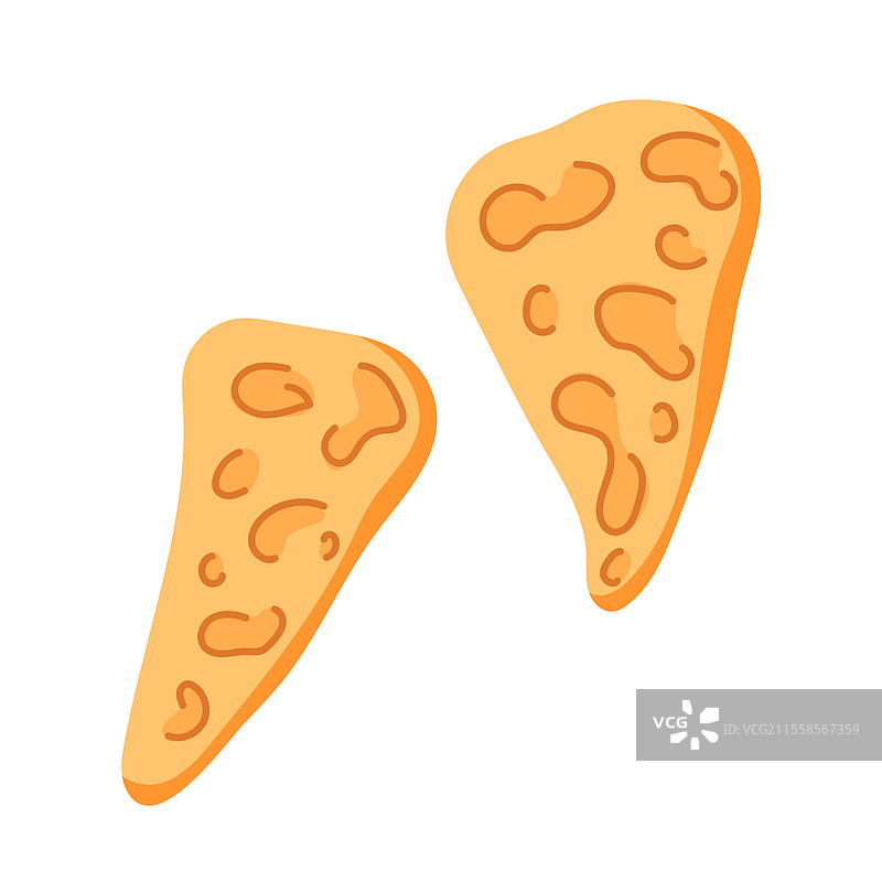 卡通风格的平面面包切片，带有纹理图片素材