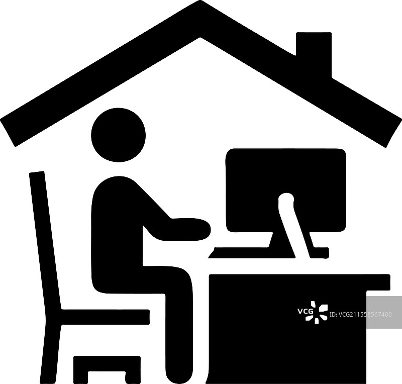 家庭办公室工作空间图标，描绘远程工作图片素材