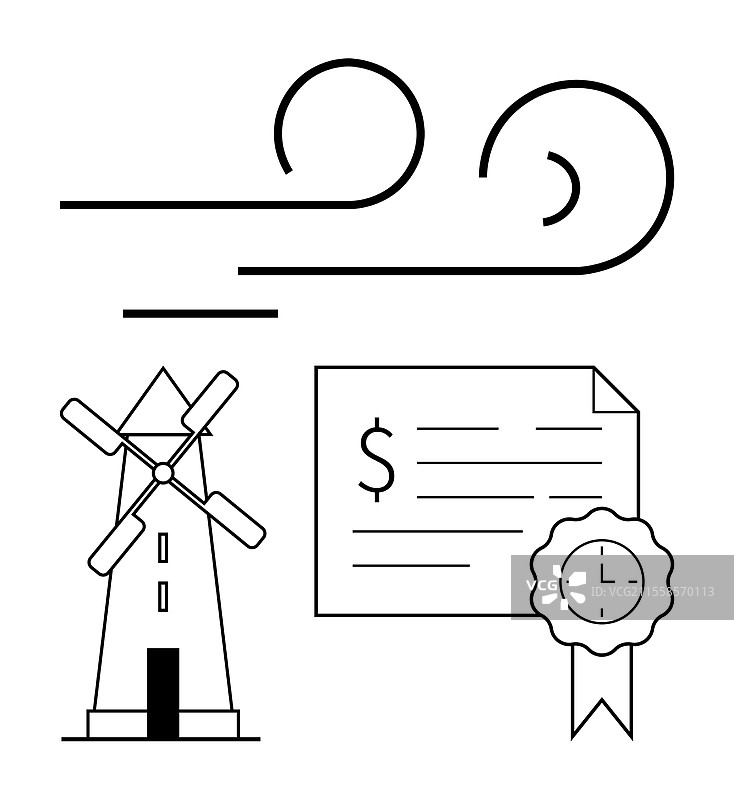 风力发电机的可再生能源合同图片素材