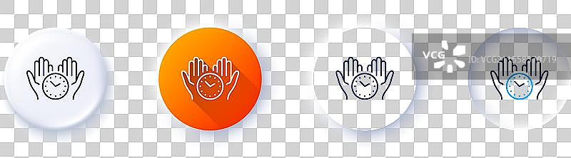 安全时间线图标，时钟标志，手持手表线条图片素材