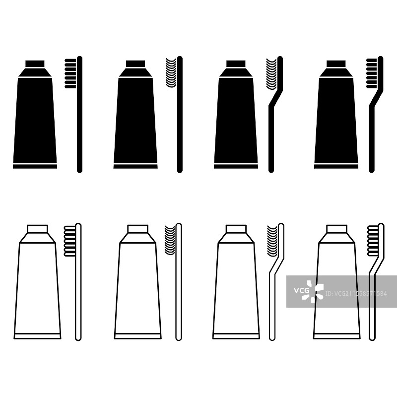 牙刷护理图标集，口腔卫生网页图片素材