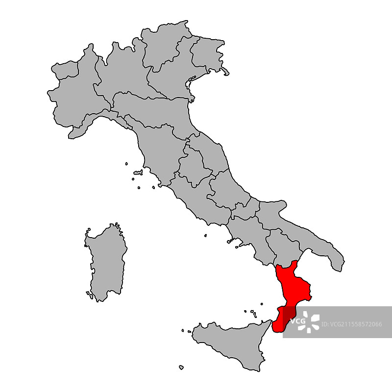 意大利卡拉布里亚地图符号形状旅行网站图片素材