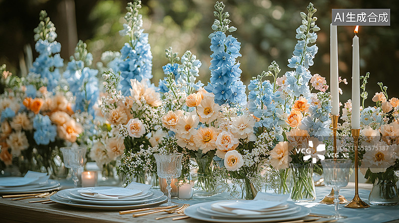 【AI数字艺术】婚礼餐桌布置图片素材