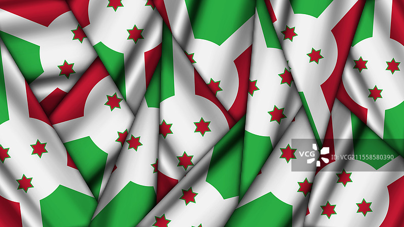 一组布隆迪国旗叠放在一起图片素材