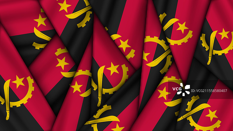 一组安哥拉国旗叠放在一起图片素材