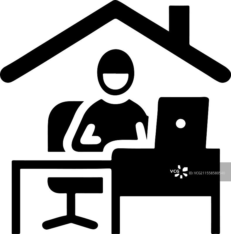 在家办公的人坐在桌子前图片素材