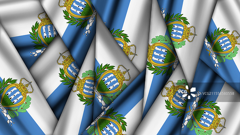 一组圣马力诺国旗叠放在一起图片素材