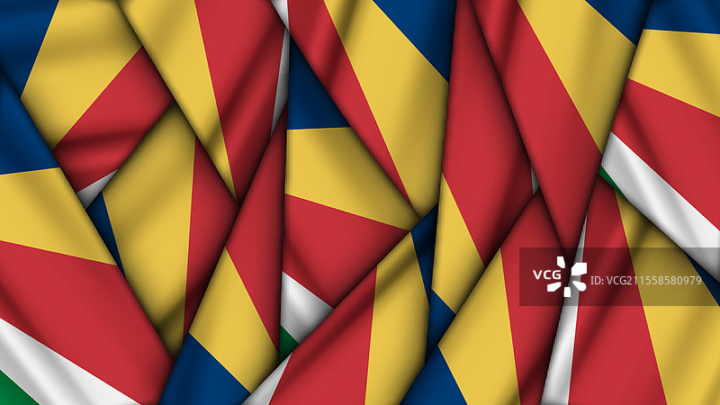 一组叠放在一起的塞舌尔国旗图片素材