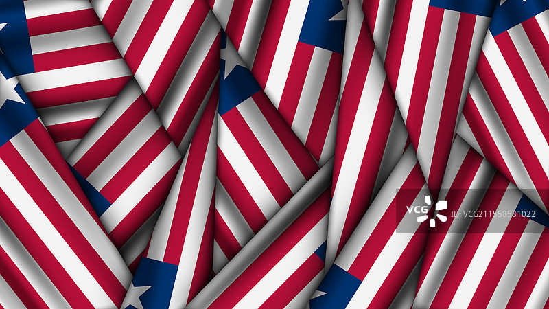 一组利比里亚国旗叠放在一起图片素材