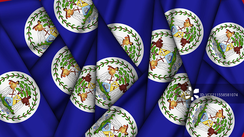 一组叠放在一起的伯利兹国旗图片素材