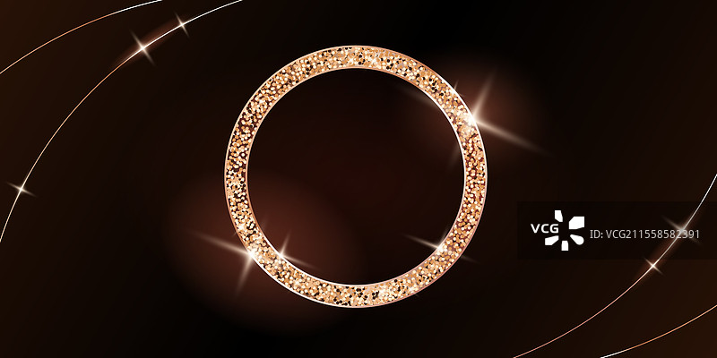 金色圆形框架，带有闪烁和闪光的奖项图片素材