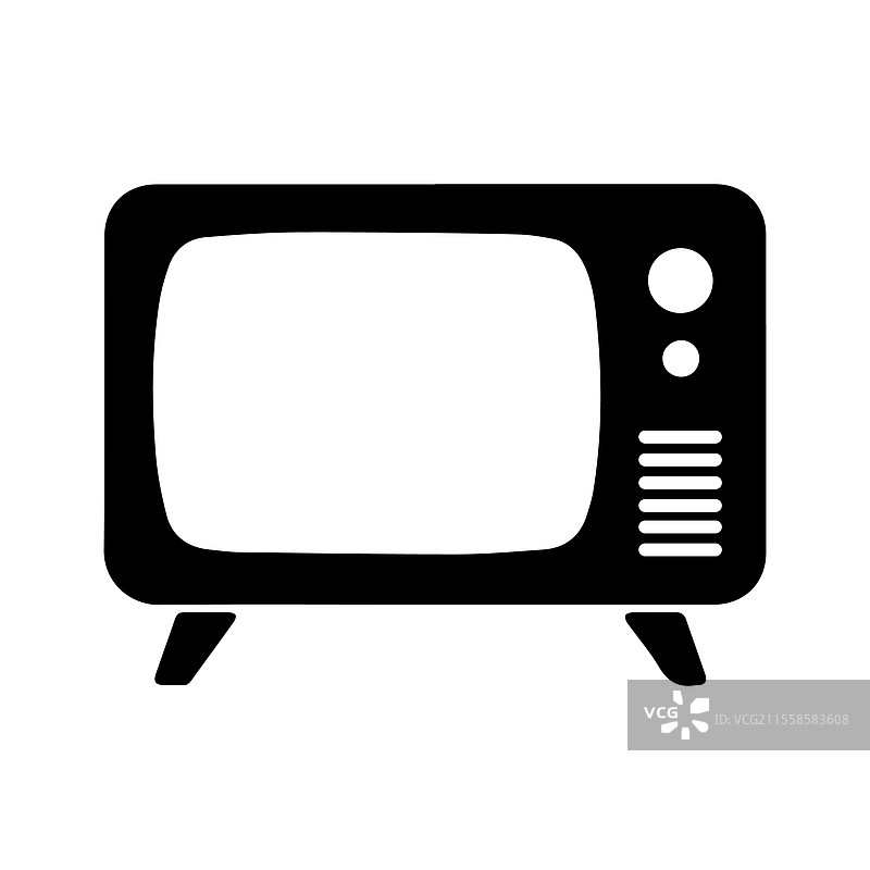 黑色复古电视剪影图标图片素材