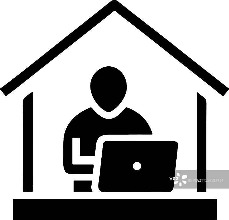 在家工作的简单远程图标图片素材